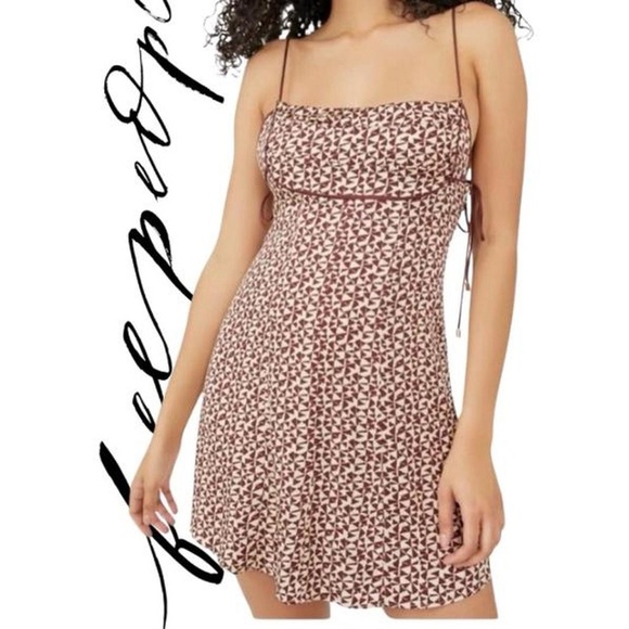 Free People Burgundy Patterned Mini Dress small - Picture 1 of 7